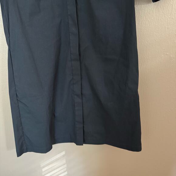 NWT PEARL LELA ROSE Navy Cotton Poplin Button Detail Sleeve Size XS mini dress - Picture 6 of 8
